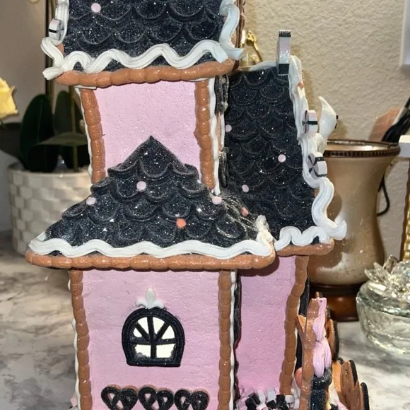 Pink Halloween Gingerbread House Decor - Picture 2 of 8